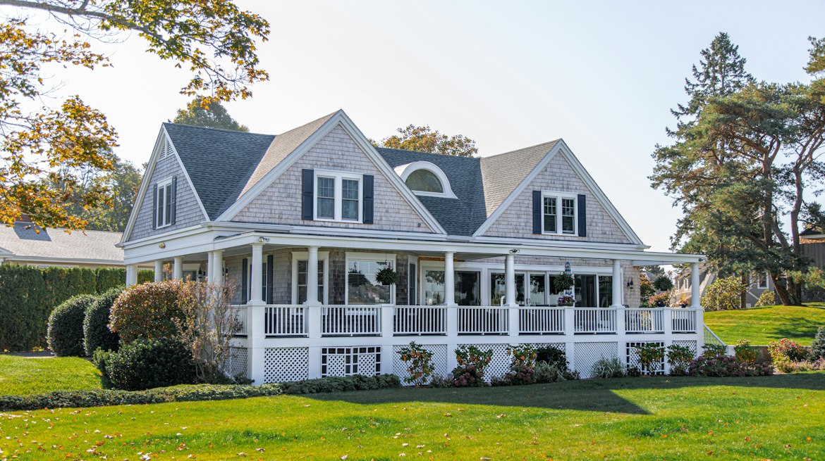 A family home with a wide porch