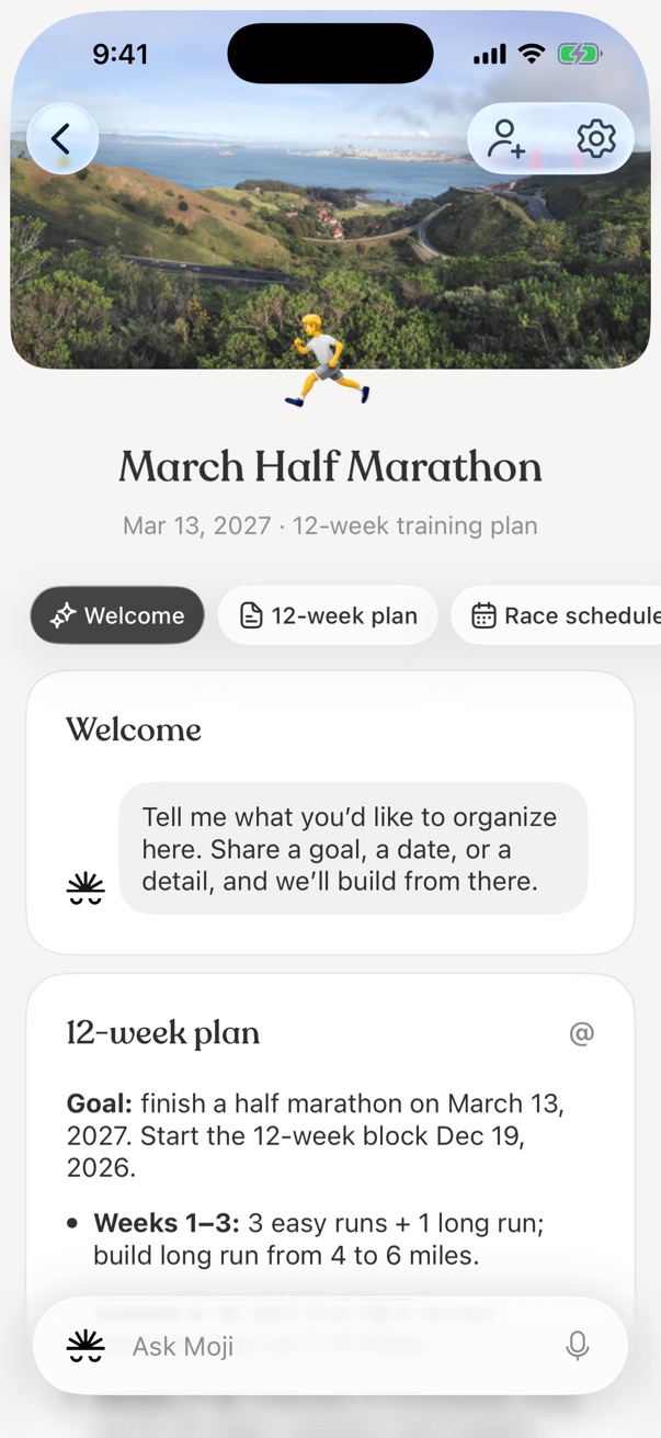 A half-marathon space in Moji with a coastal trail as the cover and a 12-week training plan